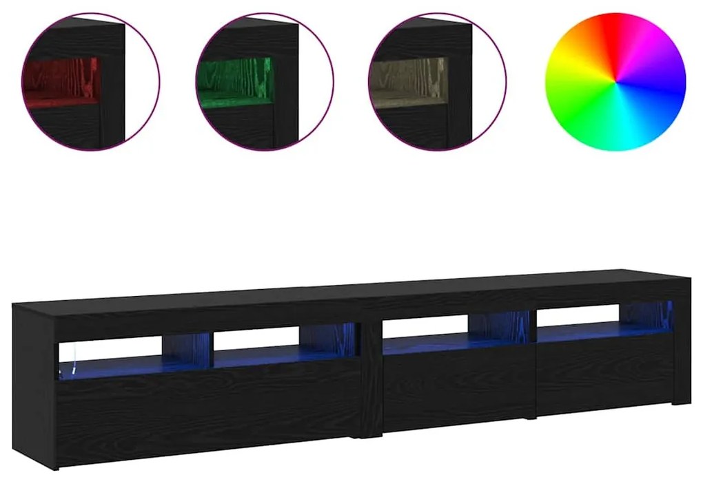 TV Szekrények 2 pcs Musta tammi 210 x 35 x 40 cm Faanyag