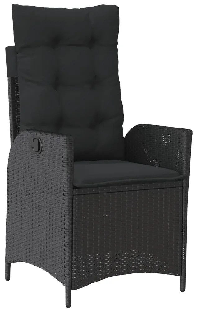 7 részes fekete polyrattan kerti étkezőgarnitúra párnával