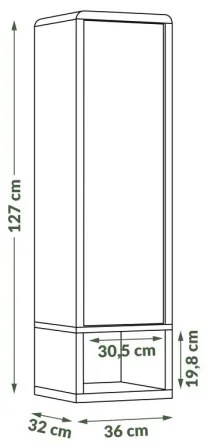 FRED nyitott polcos szekrény antracit/dub artisan kivitelben