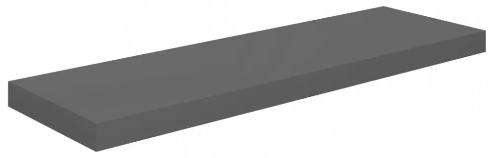2 db magasfényű szürke MDF lebegő fali polc 80 x 23,5 x 3,8 cm