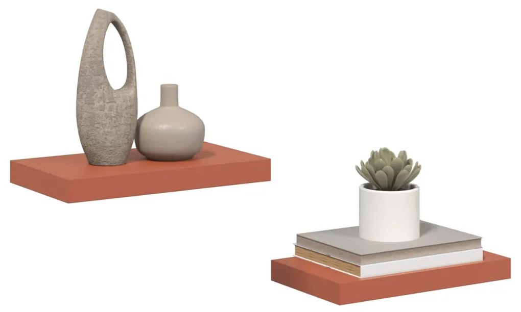 vidaXL Falpolc Falra szerelhető 2 pcs Piros 40 x 23,5 x 4 cm Faanyag