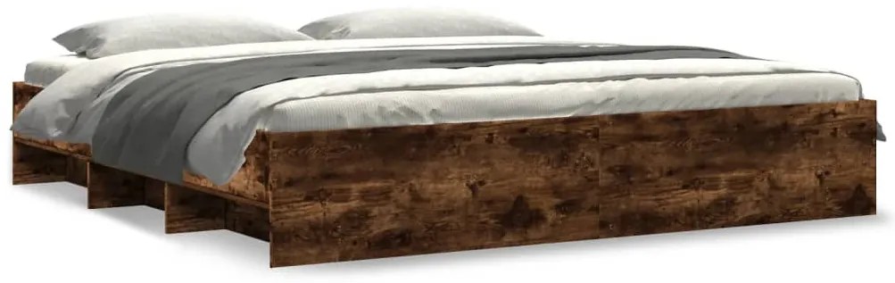 füstös tölgy színű szerelt fa ágykeret matrac nélkül 200x200 cm