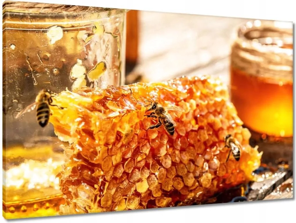 Vászonkép 90x60 Kőművesek egy méhsejten