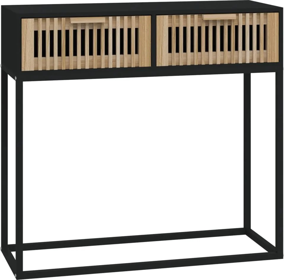 vidaXL fekete szerelt fa és vas tálalóasztal 80 x 30 x 75 cm