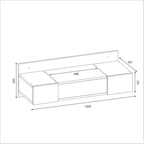 Fésülködőasztal ZAKKUM 33x100 cm antracit