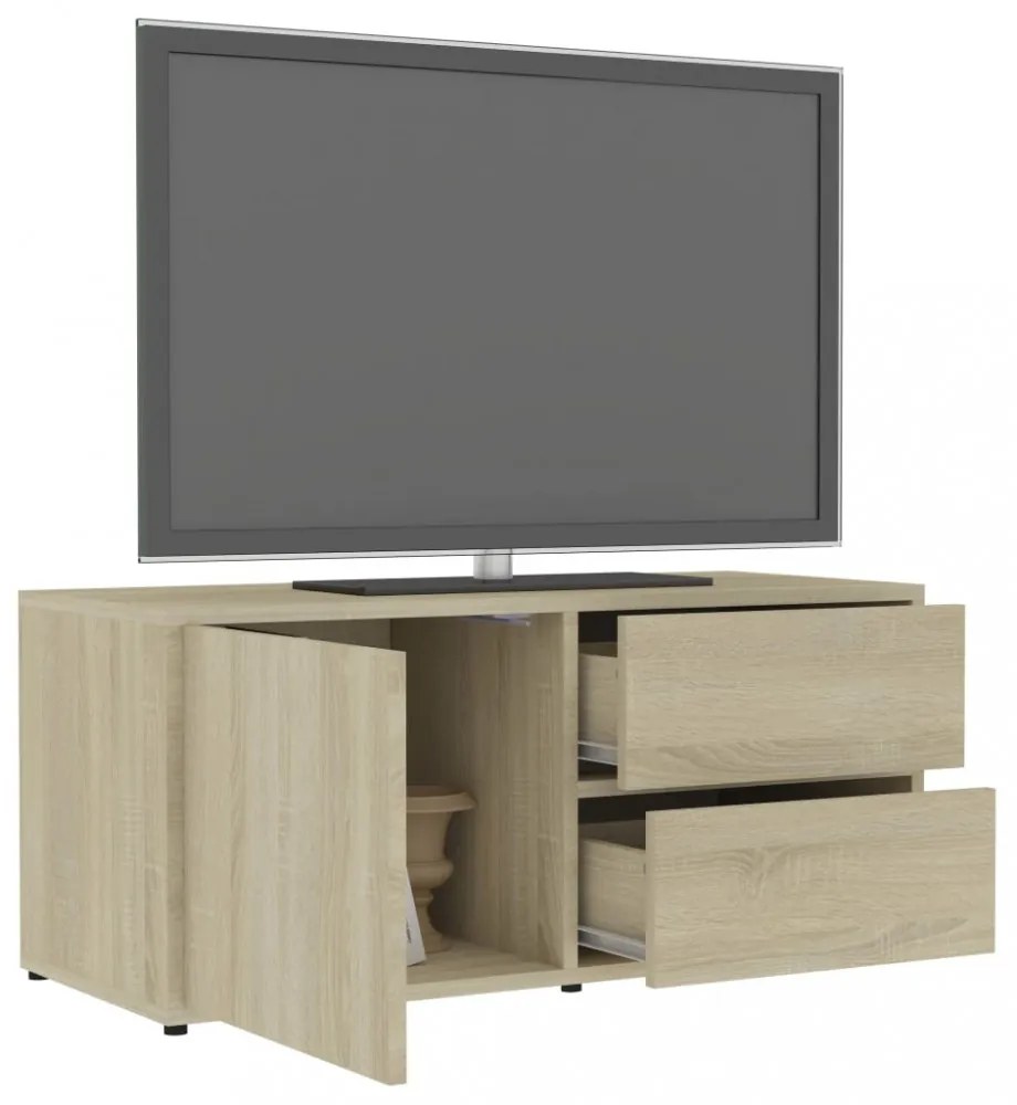 sonoma tölgy színű szerelt fa TV-szekrény 80 x 34 x 36 cm