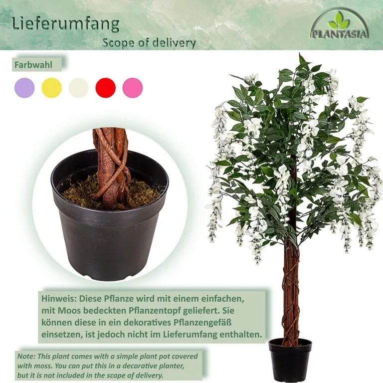 PLANTASIA Műnövény Wisteria 120 cm rózsaszín