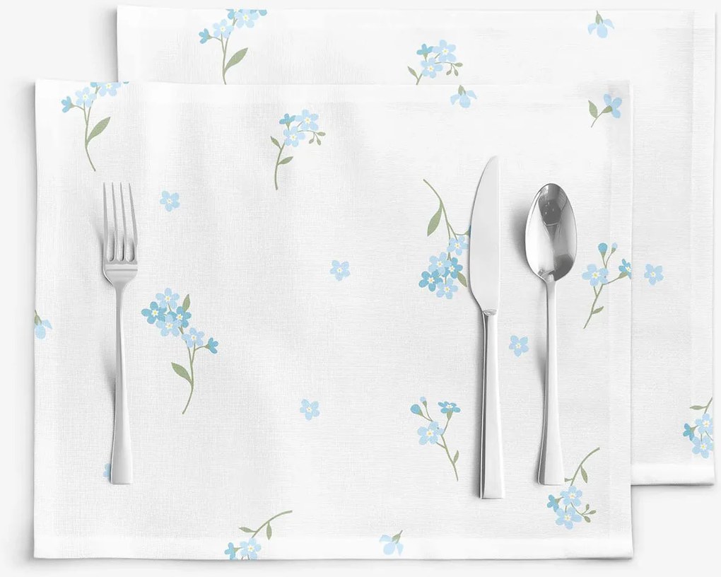 Goldea pamut reggeliző alátét - nefelejcsek - 2db 30 x 40 cm