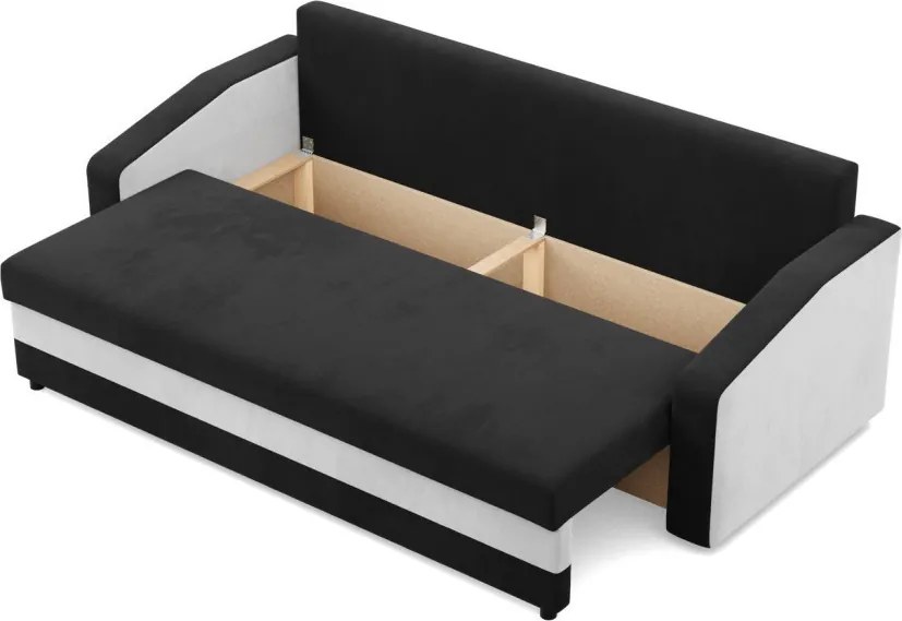 Hewlet kanapéágy, szövet anyag, hab töltet, fekete - fehér