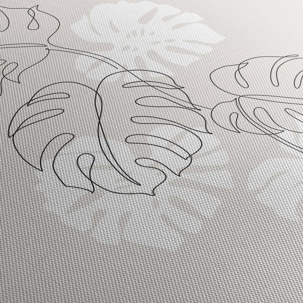 Kép - Vonalkép monstera N⁰3 (órával) (90x30 cm)