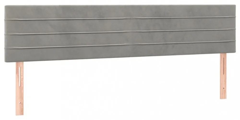 világosszürke bársony LED-es fejtámla 160x5x78/88 cm