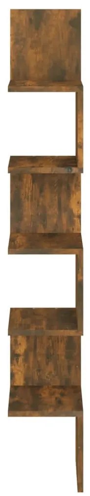 füstös tölgy színű szerelt fa fali sarokpolc 20x20x127,5 cm