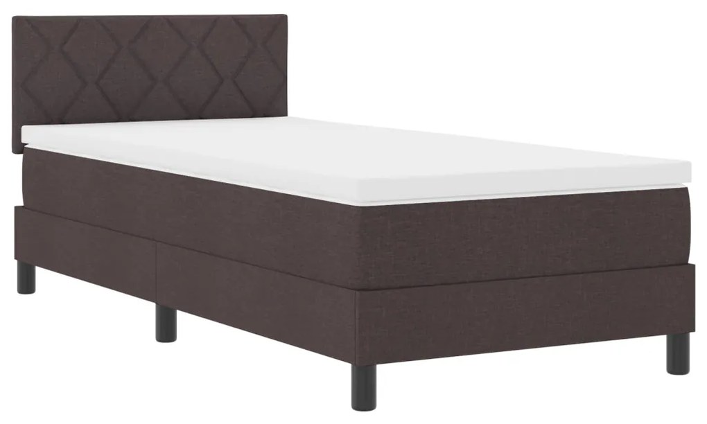 Box Spring Ágy Matraccal &amp; LED Sötétbarna 100x200 cm Szövet