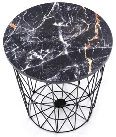 HARISSA konferenciás asztal 41x42 cm fekete/márvány dekor