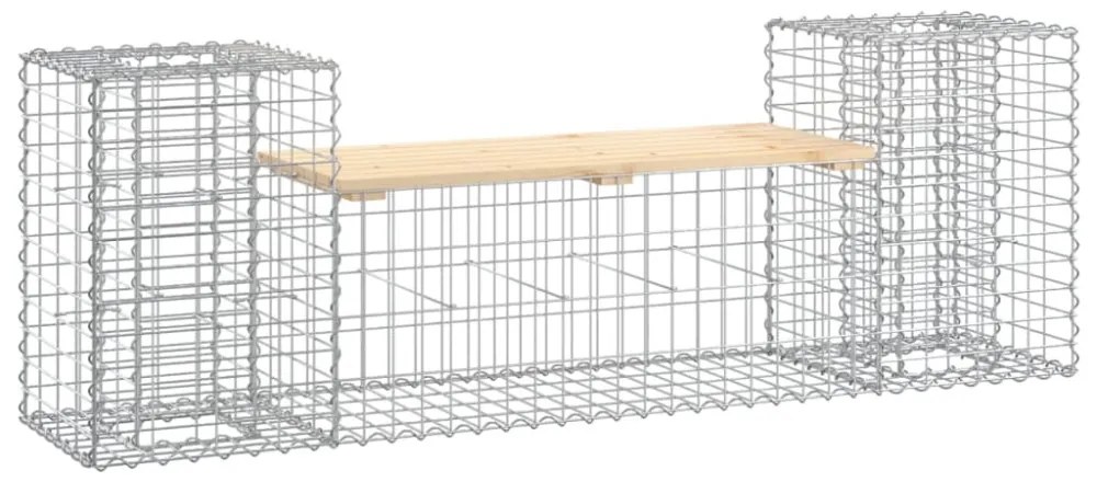 tömör fenyőfa gabion kerti pad 183x41x60,5 cm