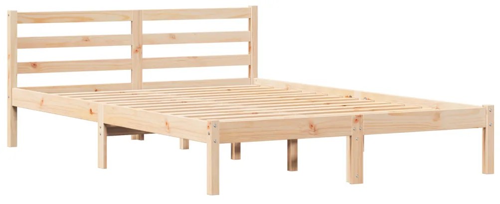 Ágykeret fejtámlával Barna 220 x 160 cm Tömör fenyőfa