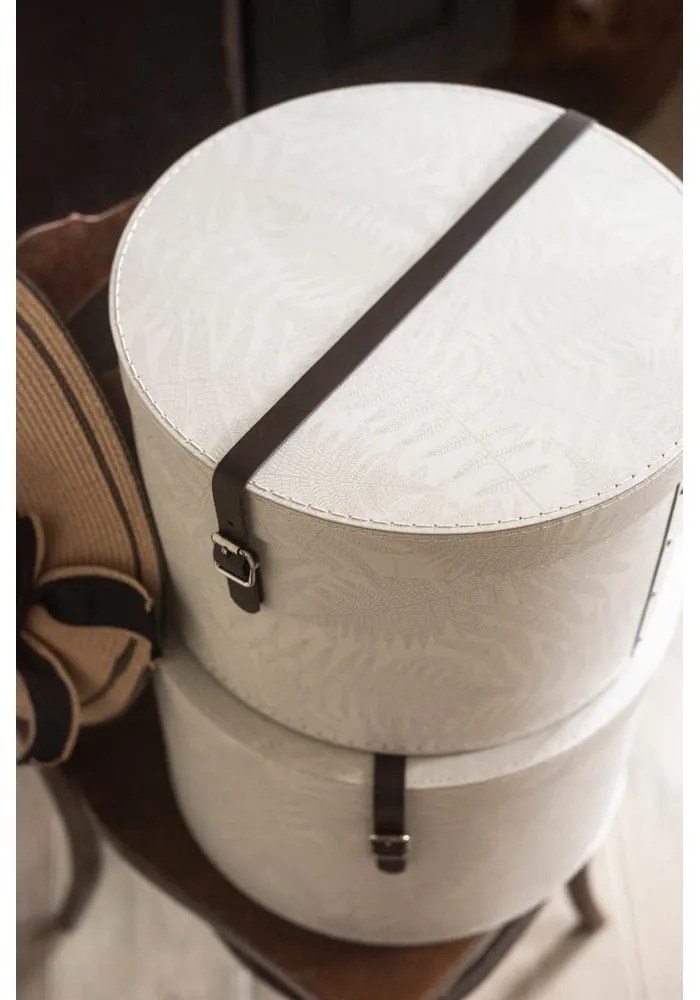 Krémszínű fedeles karton tárolódoboz szett 2 db-os ø 37,5x25,5 cm Rut Paper Laminate – Bigso