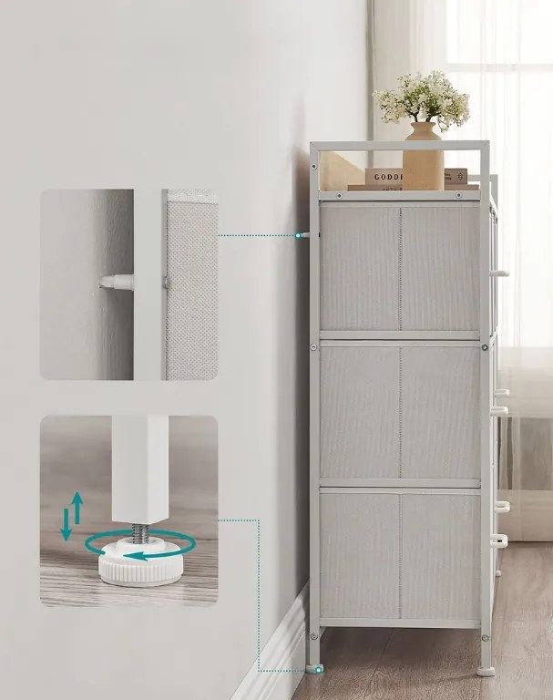 Komód fiókos dobozokkal FLEXIRO 98x85 cm, tölgy/fehér