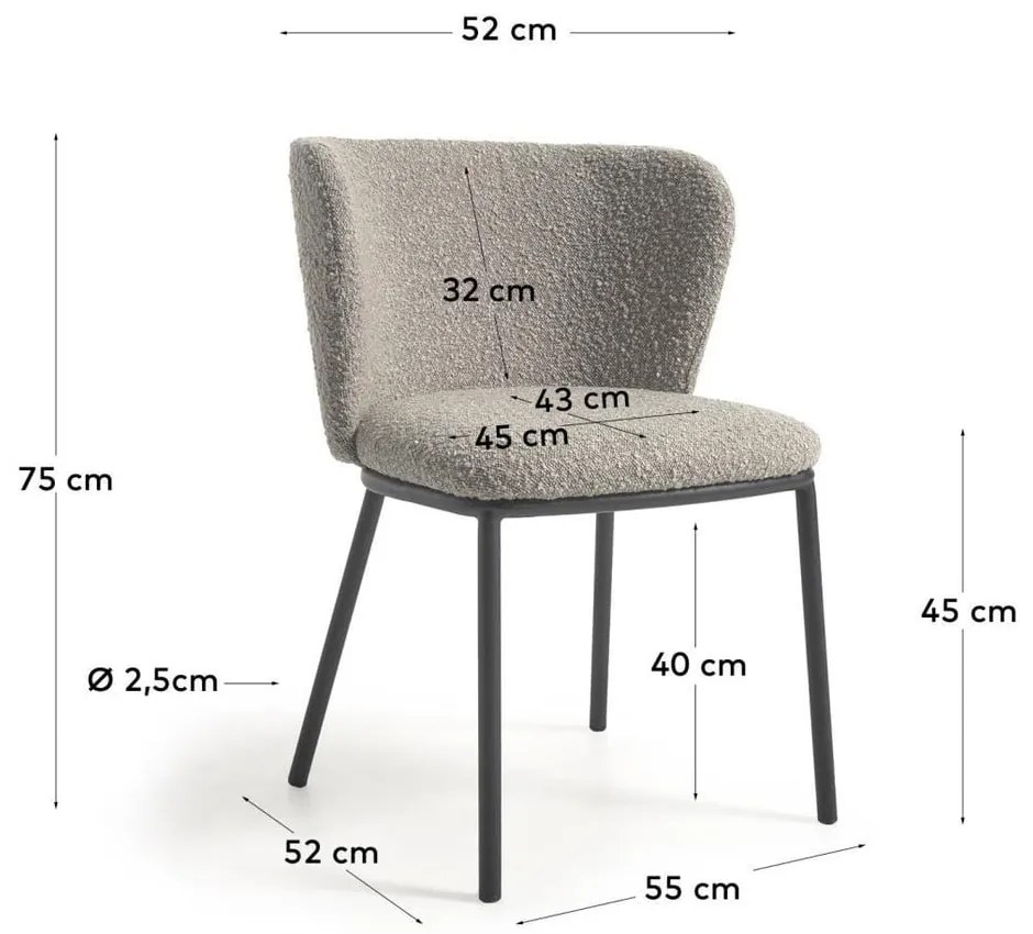 Szürke étkezőszék Ciselia – Kave Home