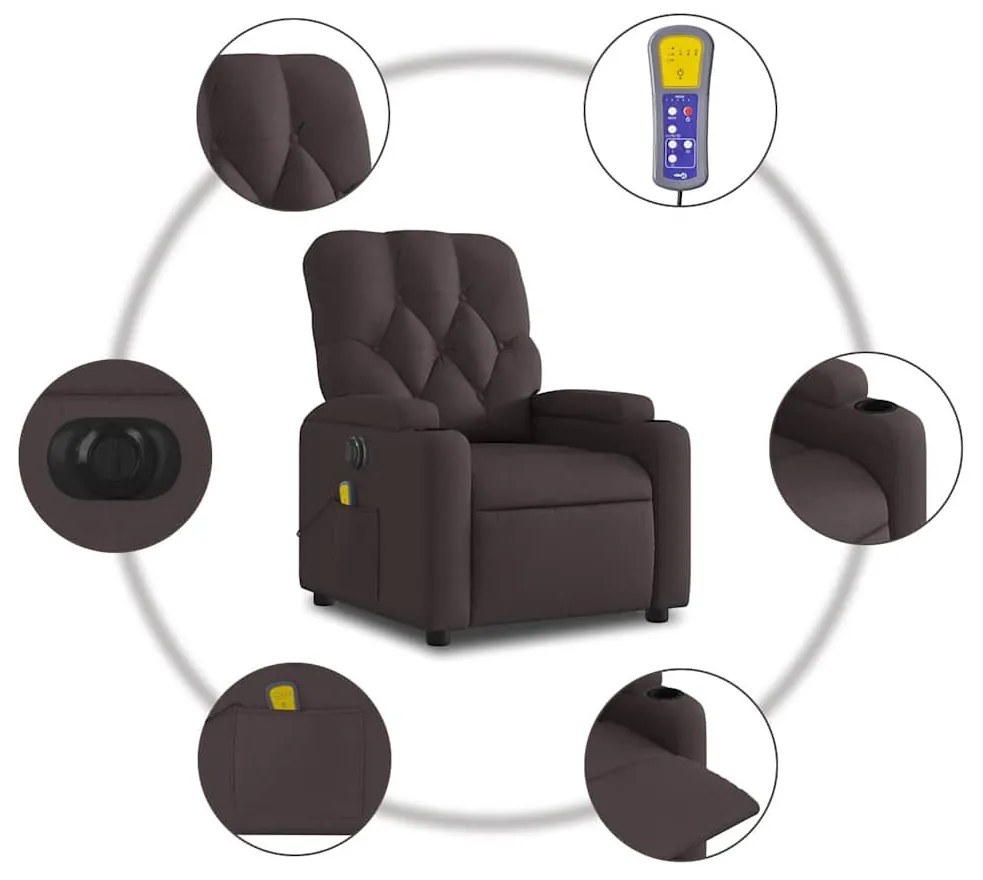 sötétbarna szövet elektromos dönthető masszázsfotel