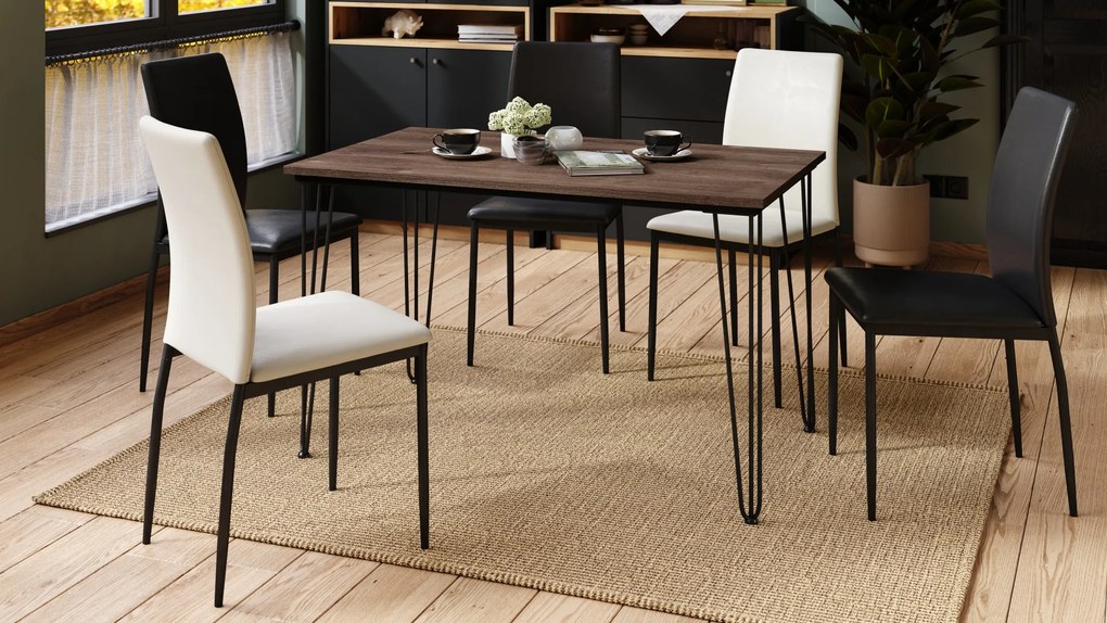 Mazzoni HAIRPIN S-120 Barna Tölgy - LOFT STÍLUSÚ ASZTAL KONYHÁBA/ÉTKEZŐBE/NAPPALIBA
