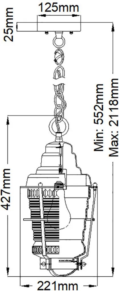 ELSTEAD QN-CHANCE-HARBOR8 CHANCE Kültéri Függő Lámpa Cink IP44