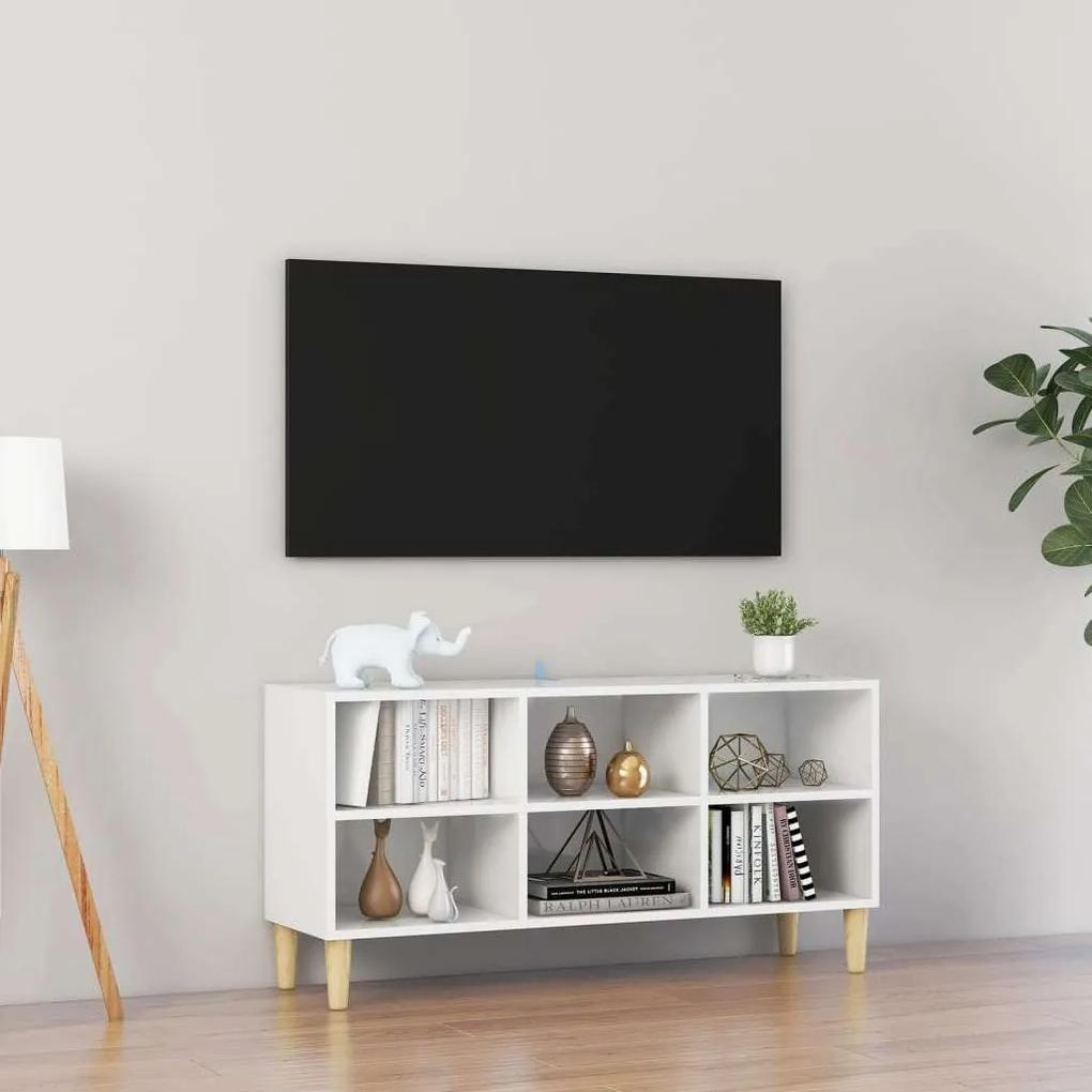 vidaXL magasfényű fehér TV-szekrény tömör falábakkal 103,5x30x50 cm