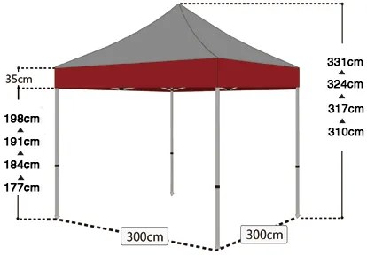 Összecsukható sátor 2x2 piros All-in-One