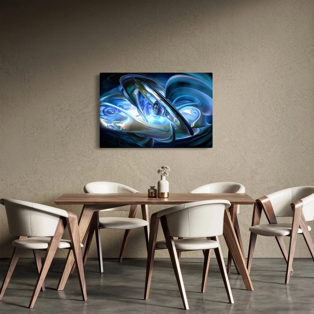 Kék fraktálos kép (90x60 cm)