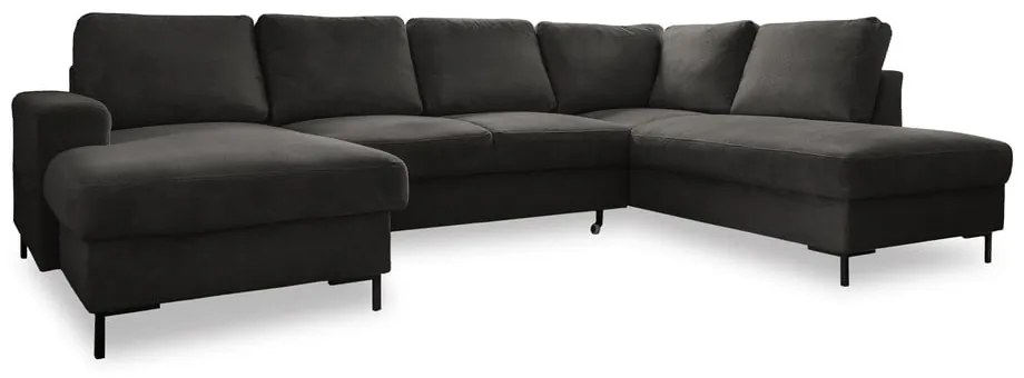 Sötétszürke kordbársony kinyitható sarokkanapé (jobb oldali) Lofty Lilly – Miuform