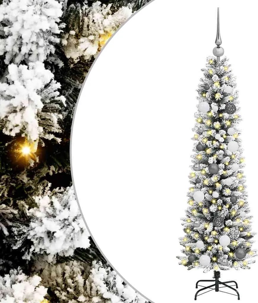 vidaXL Mű karácsonyfa 150 LED-del Fehér 150 cm PVC és Fém és Műanyag
