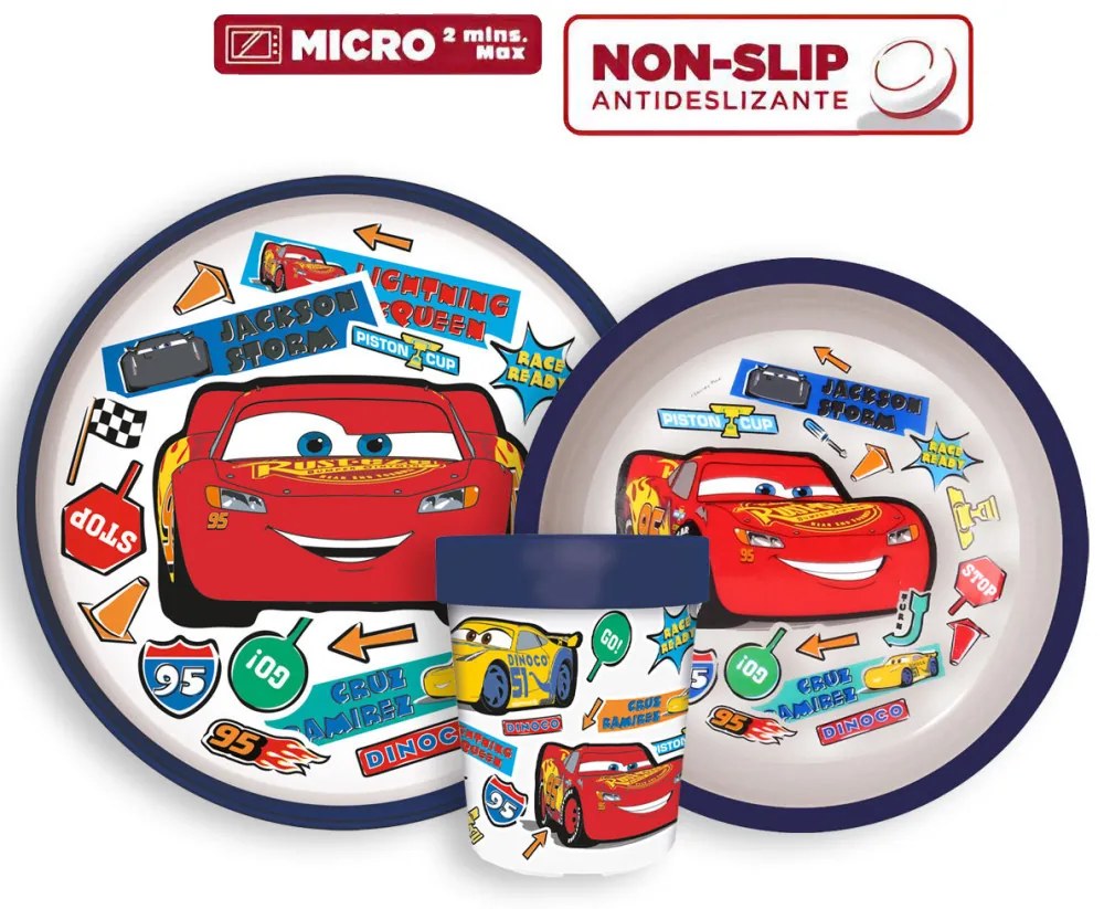 Disney Verdák Stickers Go csúszásmentes étkészlet, micro műanyag szett