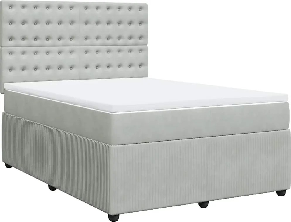 vidaXL világosszürke bársony rugós ágy matraccal 140x190 cm