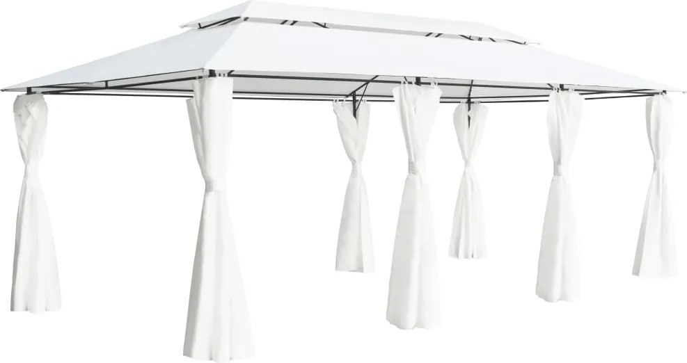 vidaXL fehér pavilon függönyökkel 600 x 298 x 270 cm 180 g/m²