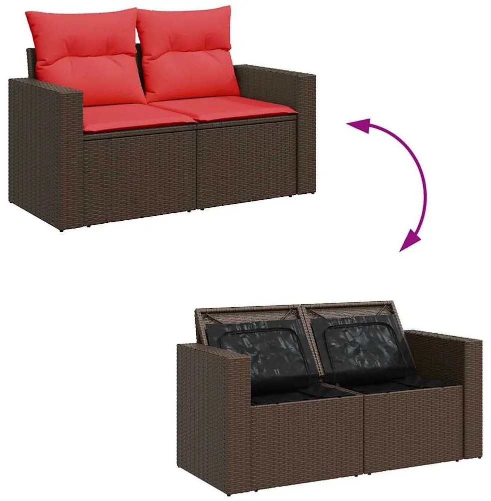 vidaXL 5 részes barna polyrattan akácfa kerti ülőgarnitúra párnával
