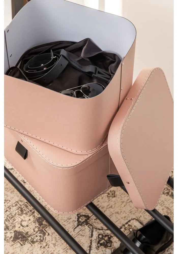 Rózsaszín fedeles karton tárolódoboz szett 2 db-os 28,5x28,5x19,5 cm Ludvig Paper Laminate – Bigso