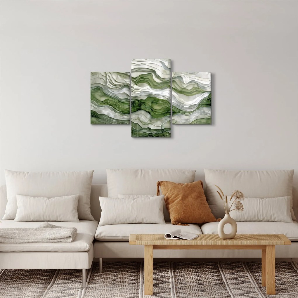 Kép - Zöld és fehér fodrok (90x60 cm)