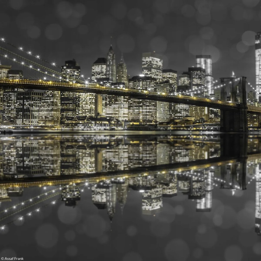 Poszter 20x20cm Brooklyn híd és Alsó-Manhattan panoráma alkonyatkor 2