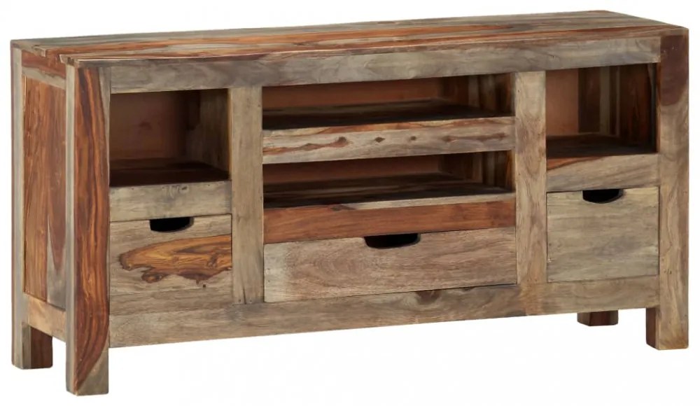 szürke tömör akácfából tálalószekrény 100x30x50 cm