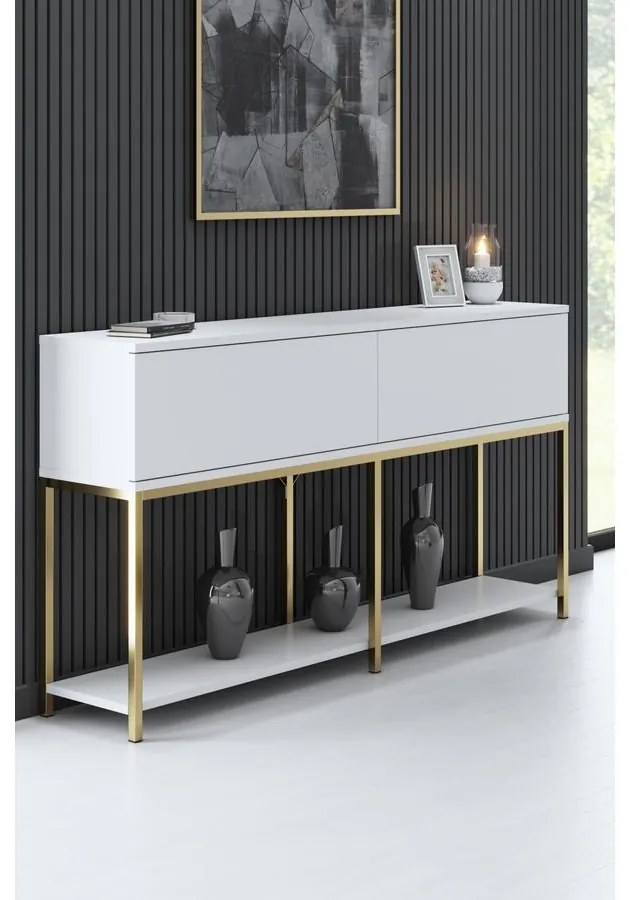 Konzolasztal Lord - White, Gold