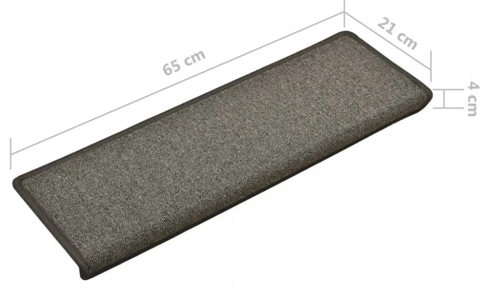 15 db sötétszürke lépcsőszőnyeg 65x21x4 cm