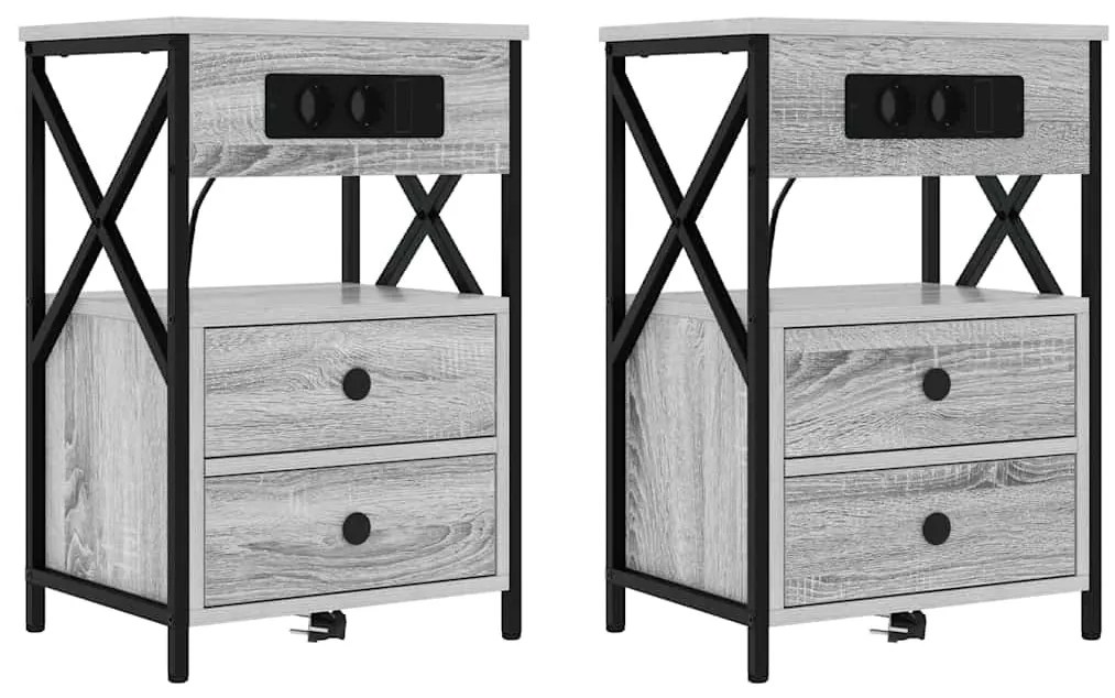 Éjjeliszekrény 2 pcs Szürke sonoma 40 x 31 x 60 cm Faanyag