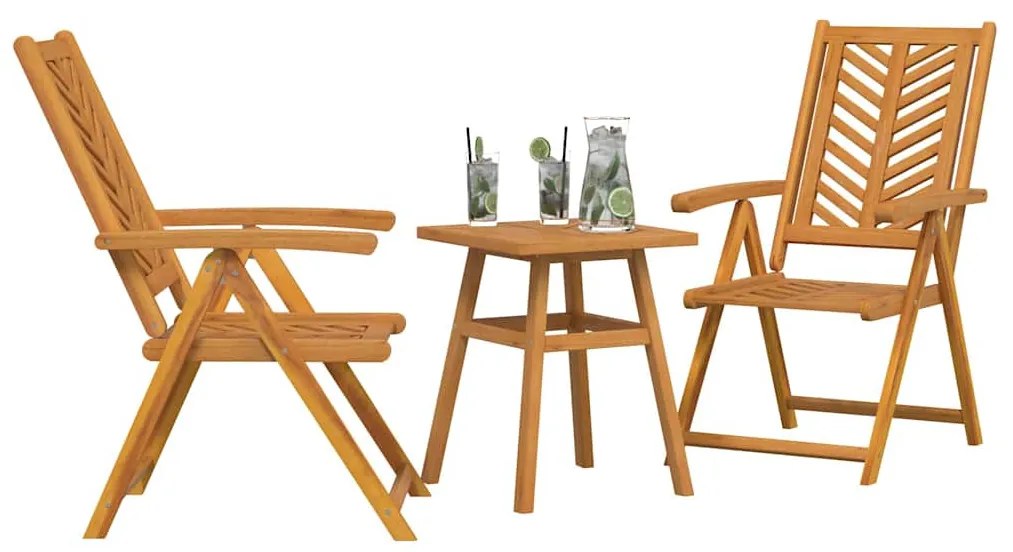 Kert Bistro Készlet 3 pcs Barna tömör akácfa