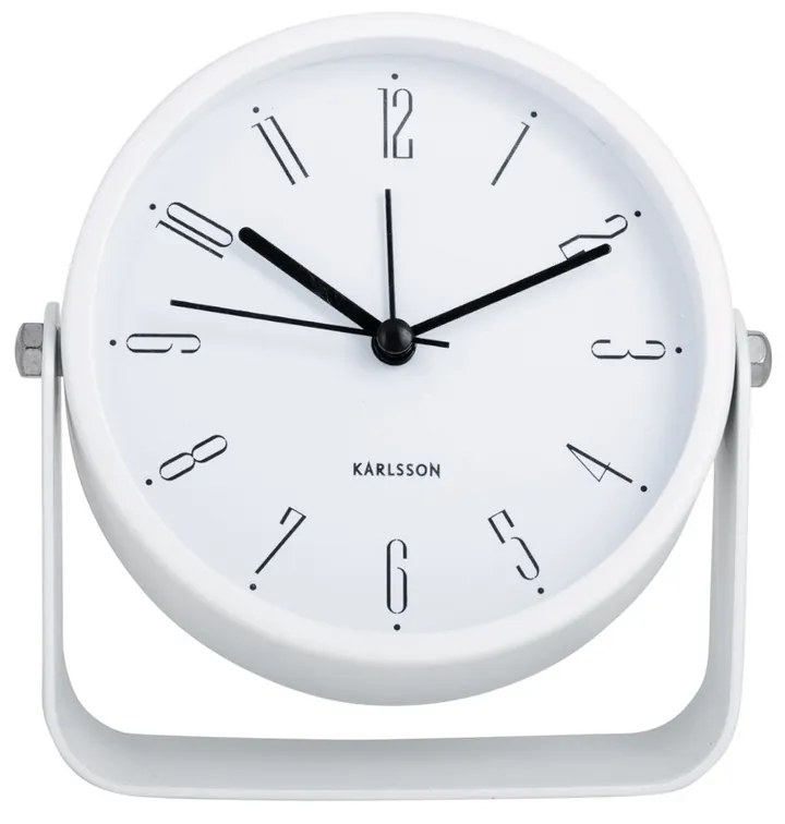 Karlsson 5989WH design ébresztőóra fehér, átmérő 12 cm