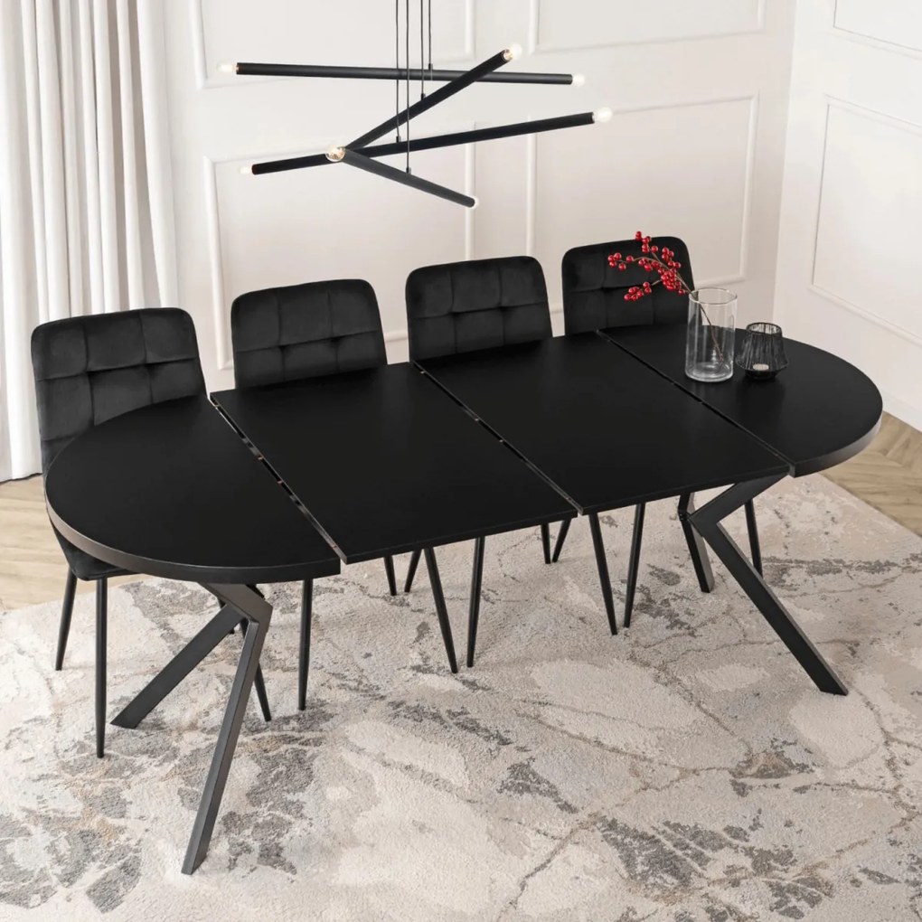 Kihúzható étkezőasztal 90–190 cm méretben, fekete színben LUGO