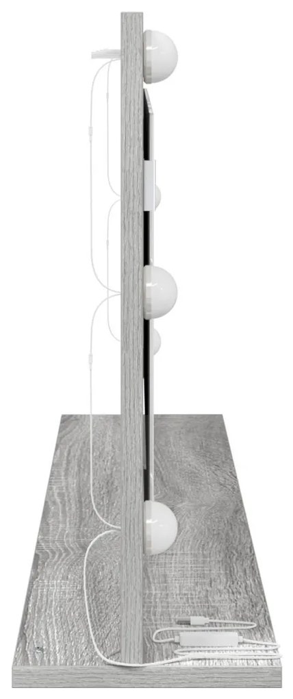 Sminktükör LED Fényekkel Szürke Sonoma 100x45x18 cm