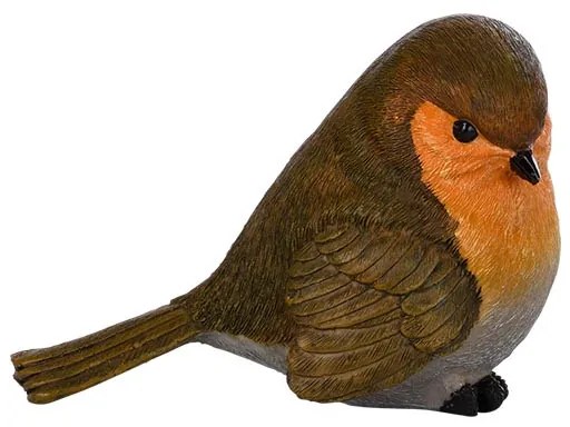 Vörösbegy polyresin szobor, S, A típus, kültéri és beltéri dekorációs kiegészítő