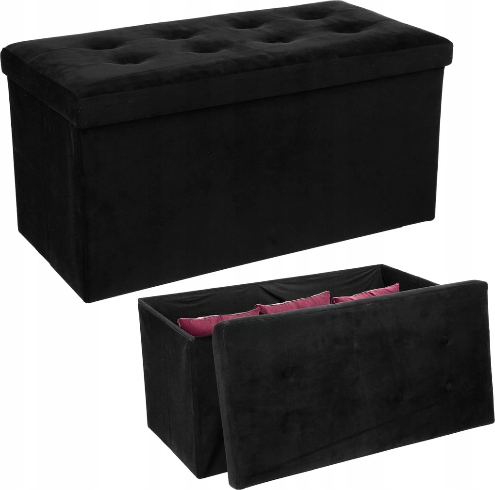 Puff Pad Előszoba Kárpitozott Ülőfelület Velúr Fekete