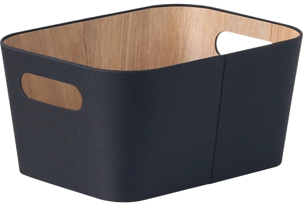 Kitchisimo 2 db tároló kosár szett 31 × 23 × 16cm, fekete, L