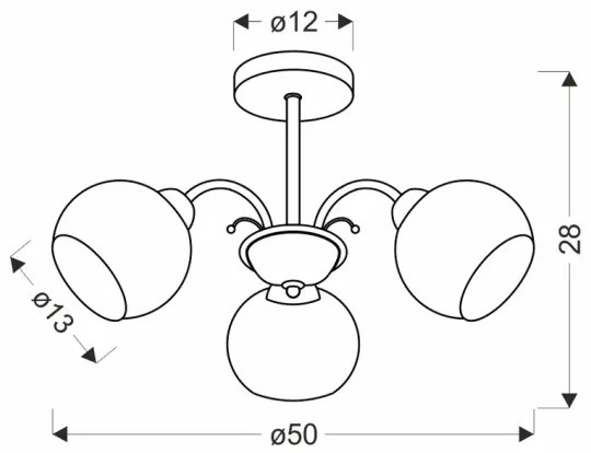 Rudas csillár NESTOR 3xE27/40W/230V sárgaréz